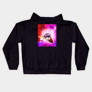 Outer Space Galaxy Dog Riding Taco Kids Hoodie